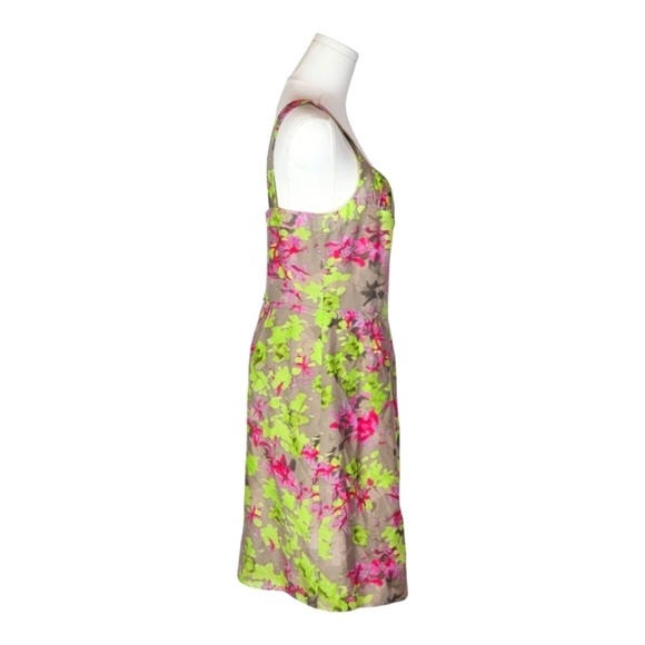 Banana Republic Silk Cotton Floral Dress Pink Green Sleeveless Size 8 - Picture 5 of 10